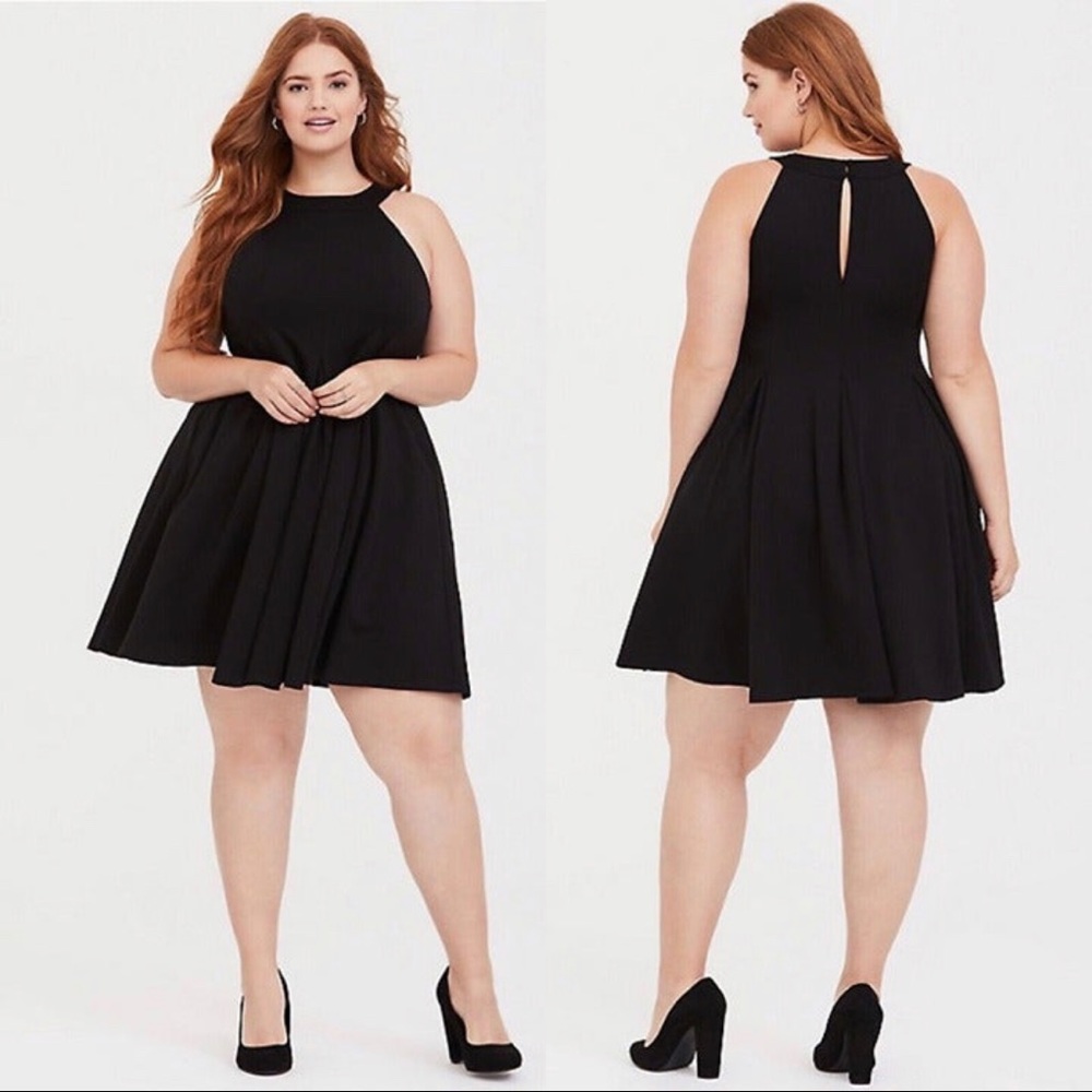 Torrid Black Mini Studio Luxe Ponte High Neck Skater Dress 1 1X 14/16